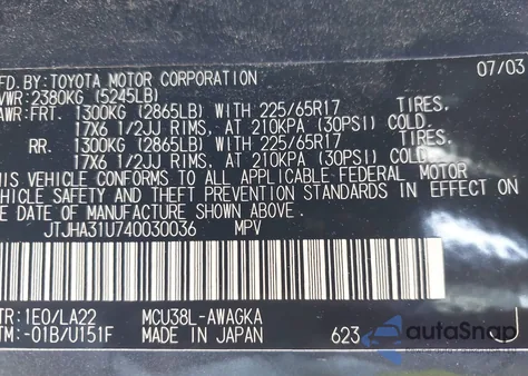 2004 Lexus Rx 330 из США, поврежденный, VIN JTJHA31U740030036